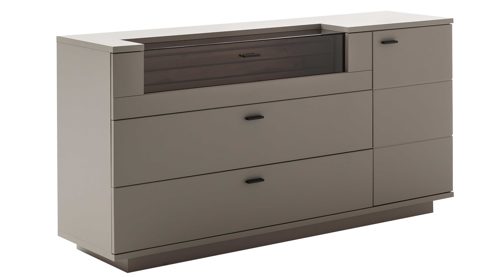 Sideboard PARTNERRING COLLECTION aus Holz in Grau PARTNERRING COLLECTION Wohnprogramm Lüttich - Sideboarrd Basaltgrau & Wotan Eiche – eine Tür, zwei Schubladen, Breite ca. 165 cm