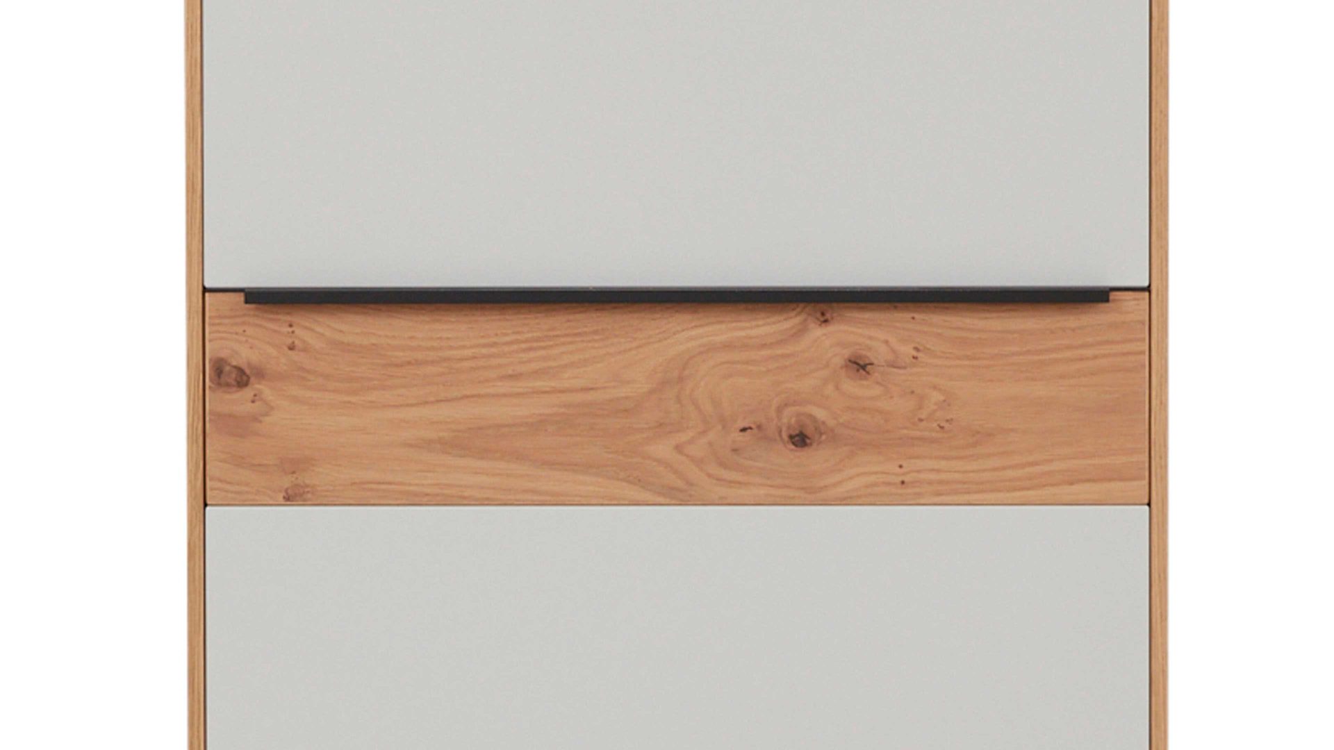 Garderobenschrank Interliving aus Holz in Holzfarben Interliving Garderoben Serie 6005 – Schrank 809 Eiche & lichtgrauer Lack – eine Tür, rechts