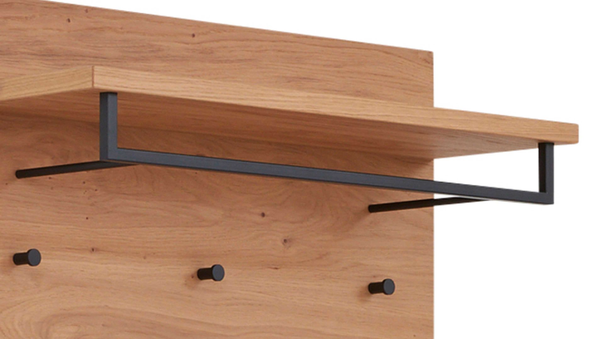 Wandgarderobe Interliving aus Holz in Holzfarben Interliving Garderoben Serie 6005 – Wandgarderobe 824 Eiche & lichtgrauer Lack – ca. 80 x 183 cm