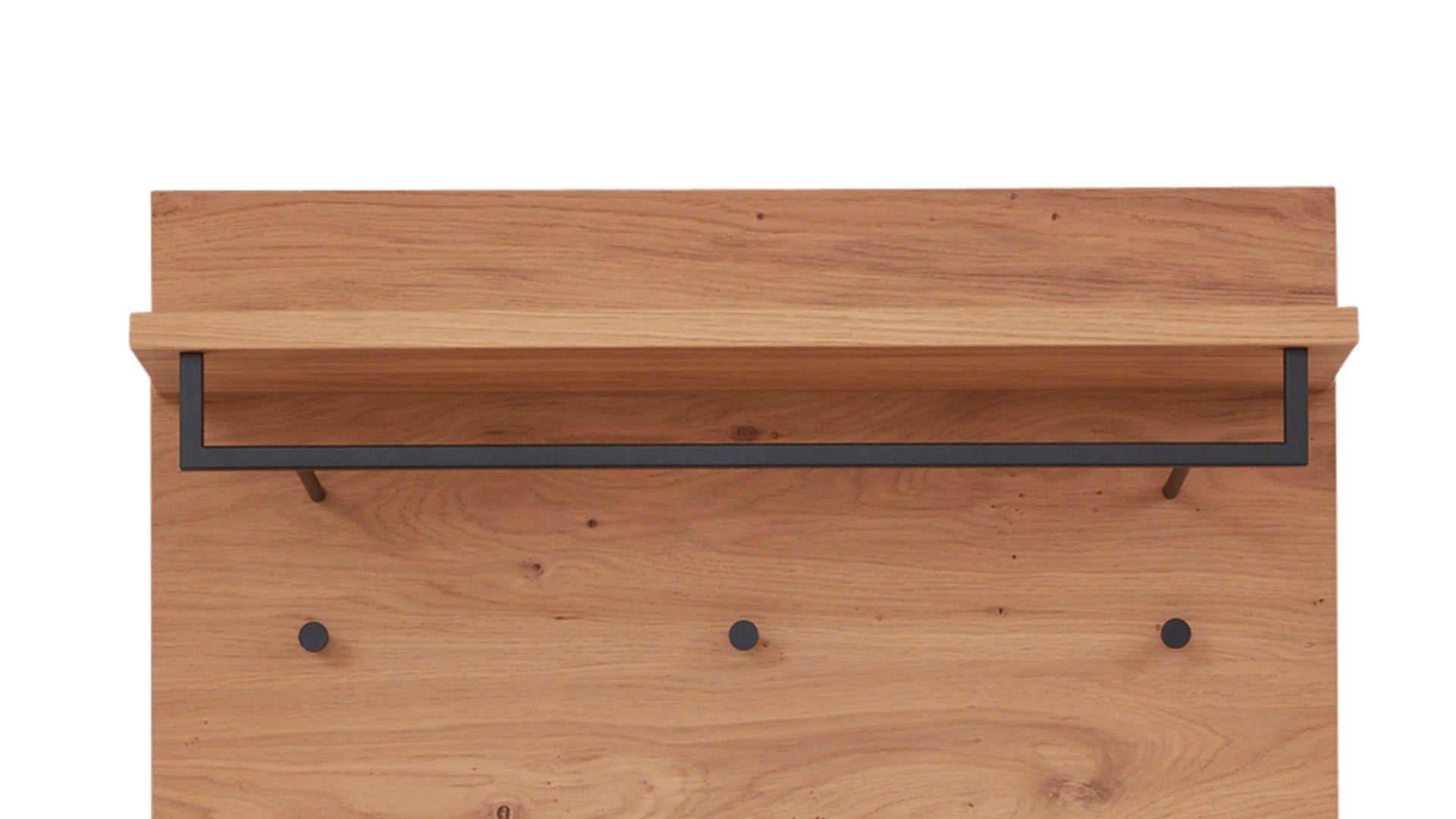 Wandgarderobe Interliving aus Holz in Holzfarben Interliving Garderoben Serie 6005 – Wandgarderobe 824 Eiche & lichtgrauer Lack – ca. 80 x 183 cm