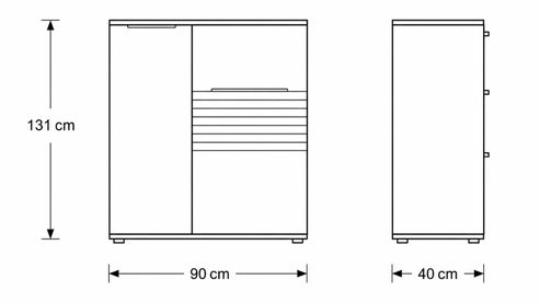 Highboard Interliving aus Holz in Holzfarben Interliving Wohnzimmer Serie 2032 - Highboard Risseiche - zwei Türen, Breite ca. 90 cm
