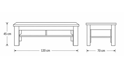 Couchtisch Interliving aus Holz in Holzfarben Interliving Wohnzimmer Serie 2110 - Couchtisch Alteiche - ca. 120 x 70 cm