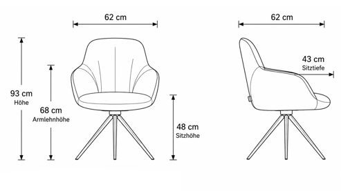 Polsterstuhl Interliving aus Leder in Hellbraun Interliving Esszimmer Serie 5115 - Armlehnstuhl mit Stativgestell sattelfarbenes Leder LD2015 & anthrazitfarbenes Metall