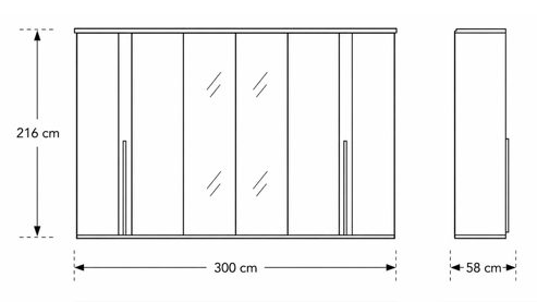 Komplettzimmer Interliving aus Holz in Hellgrau Interliving Schlafzimmer Serie 1035 – Komplettzimmer Champagner & Riffholz - vierteilig