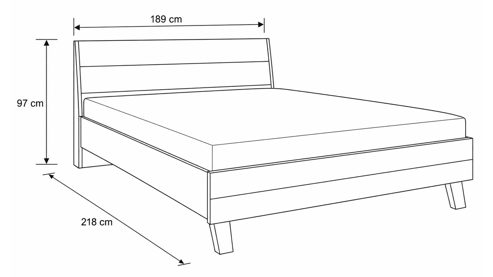 Bettgestell Interliving aus Holz in Holzfarben Interliving Kleiderschrank Serie 1205 – Bettgestell Eiche Bianco & Schiefer – Liegefläche ca. 180 x 200 cm
