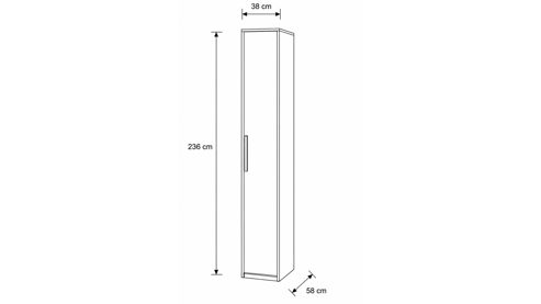 Kleiderschrank Interliving aus Holz in Weiß Interliving Kleiderschrank Serie 1205 – Kleiderschrank weiße Glasfront – eine Tür, Breite ca. 38 cm