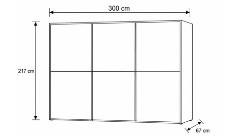 Kleiderschrank Interliving aus Holz in Hellgrau Interliving Kleiderschrank Serie 1205 – Schwebetürenschrank Champagner & Schiefer – drei Türen, Breite ca. 300 cm
