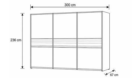 Kleiderschrank Interliving aus Holz in Holzfarben Interliving Kleiderschrank Serie 1205 – Schwebetürenschrank Champagner & Bianco Eiche – drei Türen, Breite ca. 300 cm