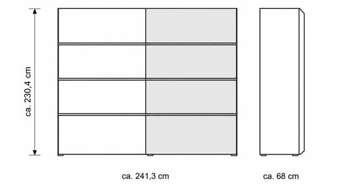 Kleiderschrank Interliving aus Holz in Grau Interliving Schlafzimmer Serie 1024 – Schwebetürenschrank Design 28,  Taupe & Balkeneiche - zwei Türen, Breite ca. 241 cm