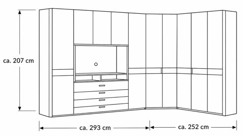 Kleiderschrank Interliving aus Holz in Grau Interliving Kleiderschrank Serie 1207 – Eckschrank Taupe & Balkeneiche - Stellfläche ca. 293 x 252 cm