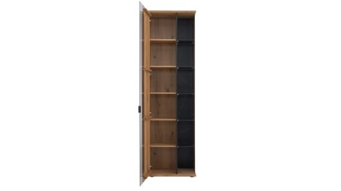 Vitrine Interliving aus Holz in Holzfarben Interliving Wohnzimmer Serie 2027 - Vitrine Asteiche - eine Tür, Höhe ca. 209 cm