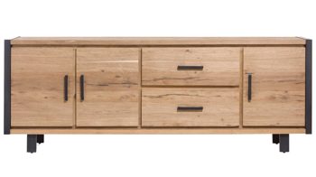Sideboard WOODS & TRENDS aus Holz in Holzfarben WOODS & TRENDS Sideboard Brooklyn - Kombikommode Railway braunes Eichefurnier – drei Türen, zwei Schubladen