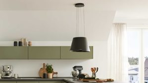 Einbauküche culineo® aus Holz in Hellgrün Culineo® Einbauküche C357  mit Einbaugeräten Olive & Schiefergrau - zweizeilig