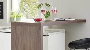 Einbauküche culineo® aus Holz in Weiß Culineo® Einbauküche C187 mit Einbaugeräten Weiß & Nussbaum Milano - Stellfläche ca. 335 x 305 cm