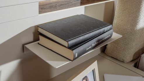 Nachtkommode PARTNERRING COLLECTION aus Holz in Beige rauch ORANGE Luana - Hängekonsolen Champagner & Atlantic oak - zweiteilig