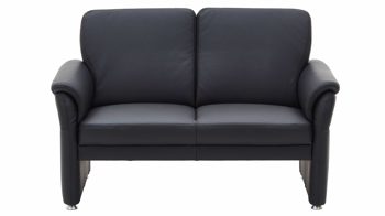 Zweisitzer Steinpol polsteria aus Leder in Schwarz Leder-Zweisitzer schwarzes Leder Punch & Alufüße - Länge ca. 140 cm