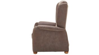 Ohrensessel Steinpol polsteria aus Stoff in Braun Ohrensessel mit manuellen Funktion brauner Stoffbezug Büffel & geölte Eichenholzfüße