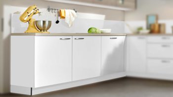 Einbauküche Nolte® küchen aus Holz in Weiß nolte® Einbauküche Lux mit privileg-Einbaugeräten Arcticweiß & Vulkaneiche – Stellfläche ca. 245 x 365 cm