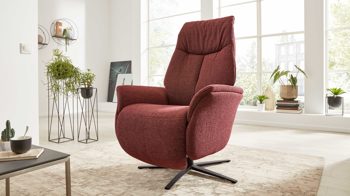 Relaxsessel Interliving aus Stoff in Rot Interliving Sessel Serie 4550 - Sessel zwei Motoren - chiantifarbener Melangestoff Q2 & anthrazitfarbener Sternfuß