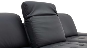 Ecksofa KAWOO aus Leder in Schwarz KAWOO Polsterserie Torino - Ecksofa bzw. Polstermöbel schwarzes Leder Punch & Chromfüße B – Stellfläche ca. 282 x 186 cm