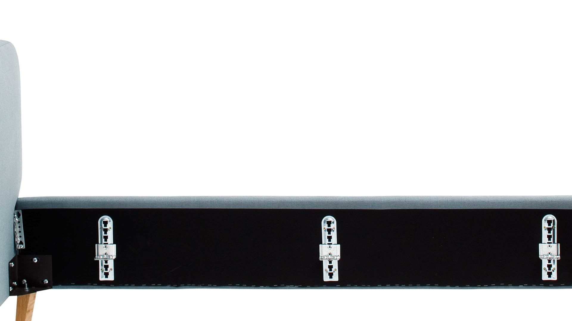 Bettgestell Meise.möbel aus Stoff in Hellblau Polsterbettgestell Mattis eisblaues Flachgewebe Aspen 84 & Holzfüße - Liegefläche ca. 180 x 200 cm