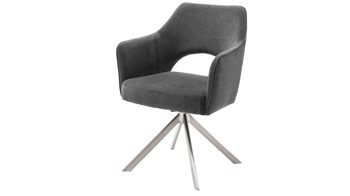 Polsterstuhl Mca furniture aus Stoff in Grau Polsterstuhl mit Drehfunktion dunkelgraue Chenille & Edelstahl