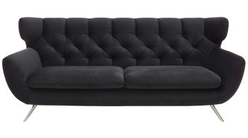 2,5-Sitzer SOFAkultur aus Stoff in Schwarz SOFAkultur Programm SK 254 Sixty 2.0 - 2,5-Sitzer schwarzer Bezug Velvet & Chromfüße – Länge ca. 200 cm