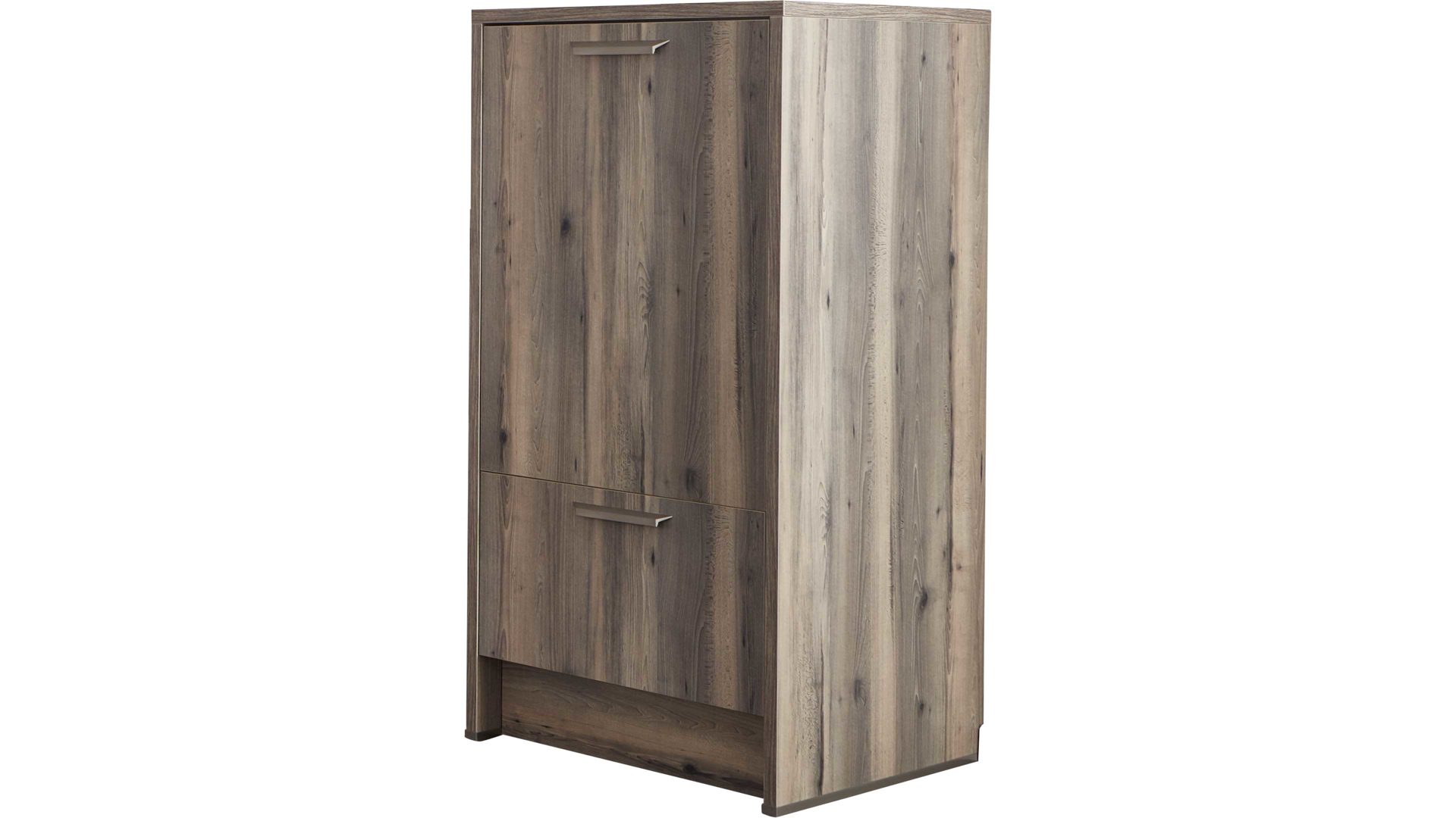 Einbauküche WERT KÜCHE® aus Holz in Beige WERT KÜCHE® Nora mit AEG Einbaugeräten Muschelweiß & Virginia Eiche – zweizeilig