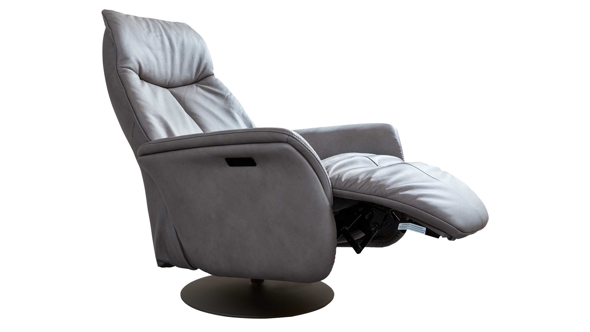 Relaxsessel Interliving aus Leder in Grau Interliving Sessel Serie 4550 - Sessel zwei Motoren & Aufstehhilfe - titanfarbenes LongLife-Leder & anthrazitfarbener Tellerfuß