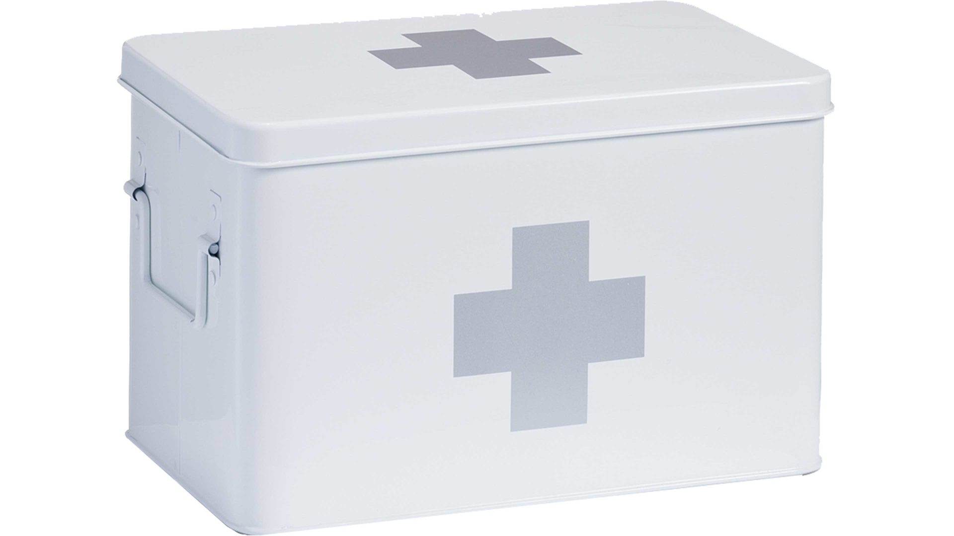 Ordnungsbox Zeller present aus Metall in Weiß Metall-Medizinbox weißes Metall - ca. 20 x 20 cm