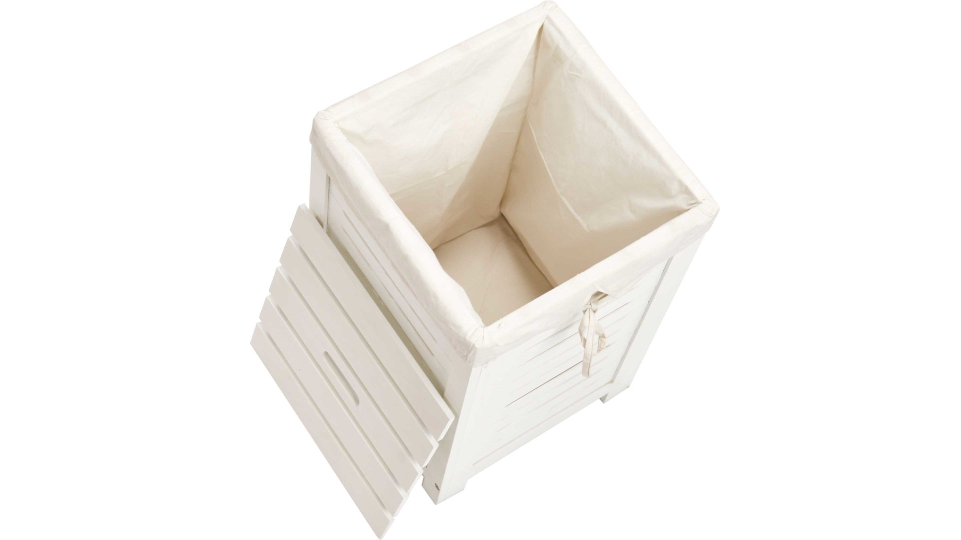 Wäschekorb Zeller present aus MDF in Weiß Wäschetruhe  weiß lackiertes MDF & Wäschesack - ca. 35 x 55 cm