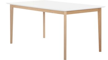 Auszugtisch Standard furniture factory aus Holz in Weiß Esszimmertisch Bonny mit Auszug bzw. Ausziehtisch Mattweiß & geölte Eiche - ca. 120-160 x 80 cm