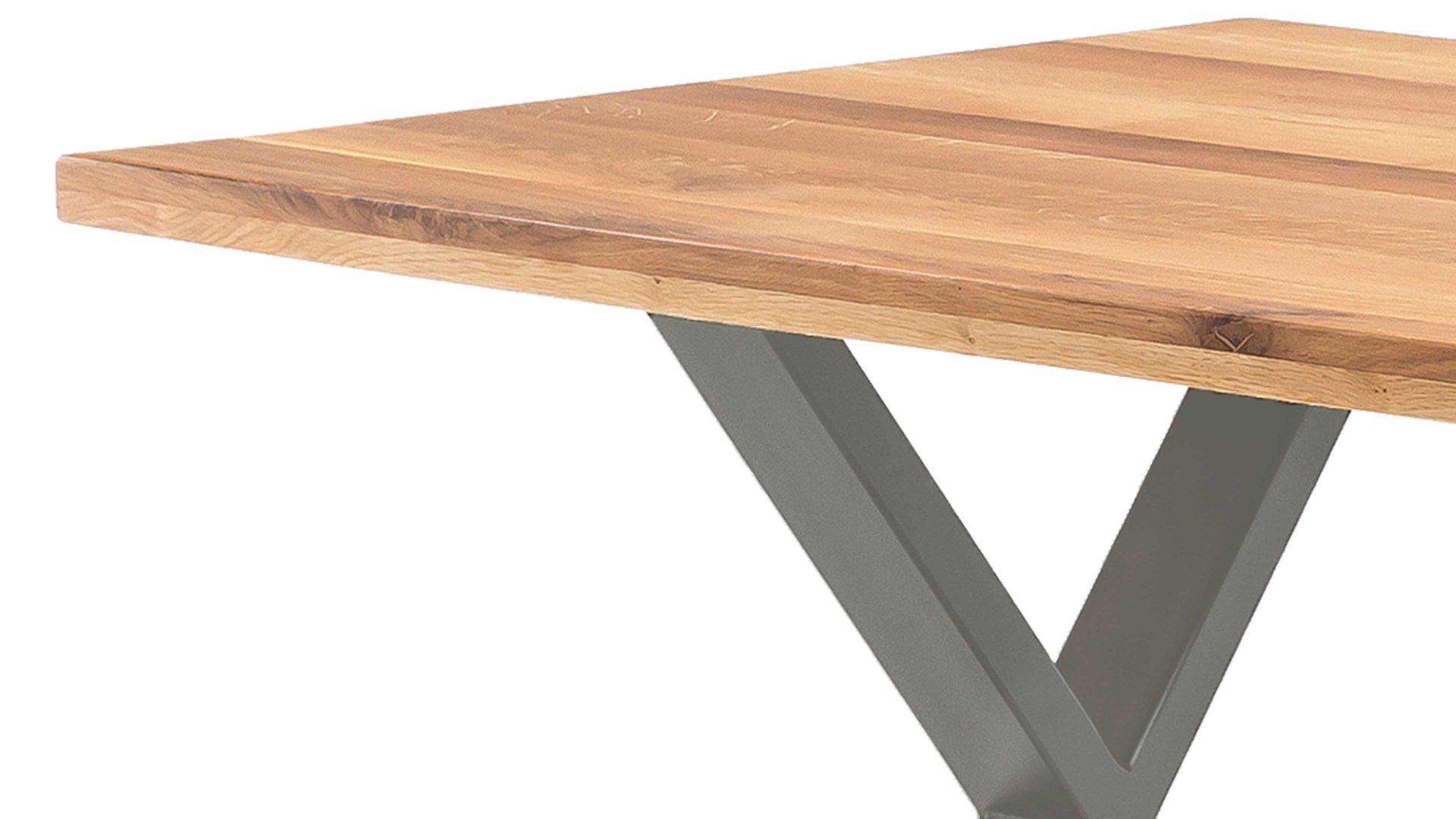 Esstisch Standard furniture factory aus Holz in Holzfarben Esstisch Quebec mit Massivholzplatte rustikal geölte Eiche & silberfarbenes Metall – ca. 220 x 100 cm