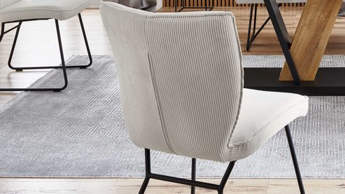 Polsterstuhl PARTNERRING COLLECTION aus Stoff in Weiß PARTNERRING COLLECTION Serie Conny - Polsterstuhl cremeweißer Cord Rebel 897 & schwarzes Eisen