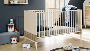 Babybett Paidi aus Holz in Beige PAIDI Eefje – Babybettgestell Cashmere-Beige & Groovy-Oak - Liegefläche ca. 70 x 140 cm