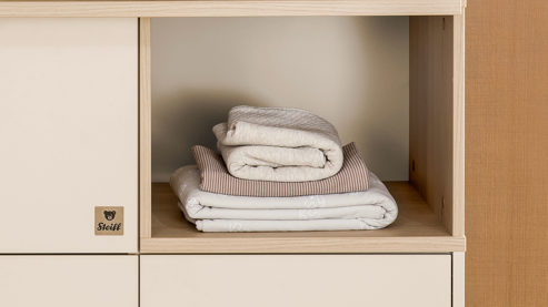 Kombikommode Paidi aus Holz in Beige PAIDI Babyzimmer Mila & Ben – Kombikommode Cashmere-Beige & Scandinavian Wood - eine Tür, zwei Schubladen, Breite  ca. 129 cm