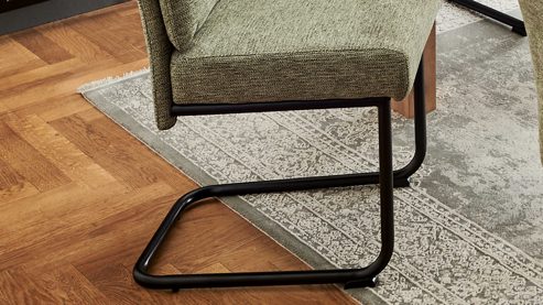 Vierfußstuhl PARTNERRING COLLECTION aus Stoff in Grün PARTNERRING COLLECTION Schwingstuhl Miranda grüner Webstoff Fantasy & schwarzes Eisen