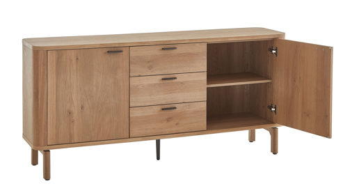Sideboard WOODS & TRENDS aus Holz in Holzfarben WOODS & TRENDS Esszimmer Serie Zade - Sideboard Eiche - zwei Türen, drei Schubladen, Breite ca. 180 cm