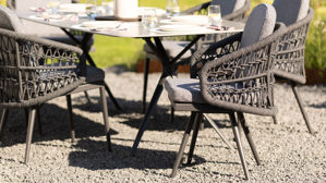 Gartenstuhl /-sessel Interliving aus Kunstfaser in Grau Interliving Gartenmöbel Serie 7012 - Drehsessel grauer Olefin-Teddybezug, anthrazitfarbenes Rope & Aluminium