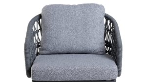 Lounge-Gruppe Interliving aus Kunstfaser in Grau Interliving Gartenmöbel Serie 7013 - Loungemöbel-Set grauer Olefin-Teddybezug, Rope & Aluminium - dreiteilig