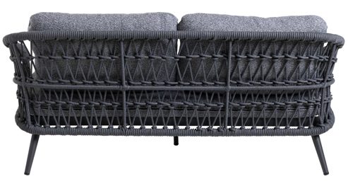 Lounge-Gruppe Interliving aus Kunstfaser in Grau Interliving Gartenmöbel Serie 7013 - Loungemöbel-Set mit Couchtisch grauer Olefin-Teddybezug, Rope, Aluminium & Sinterstein - vierteilig