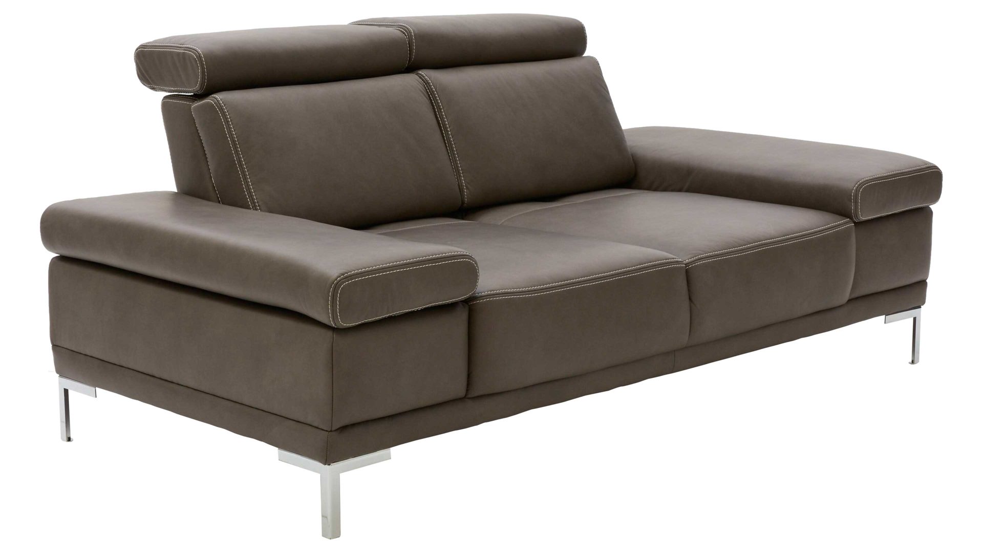 Zweisitzer Interliving aus Leder in Dunkelgrau Interliving Sofa Serie 4251 – Zweisitzer mit Sitztiefenverstellung Breite ca. 250 cm - dunkelgraues Leder Vintage grey & Metallfüße