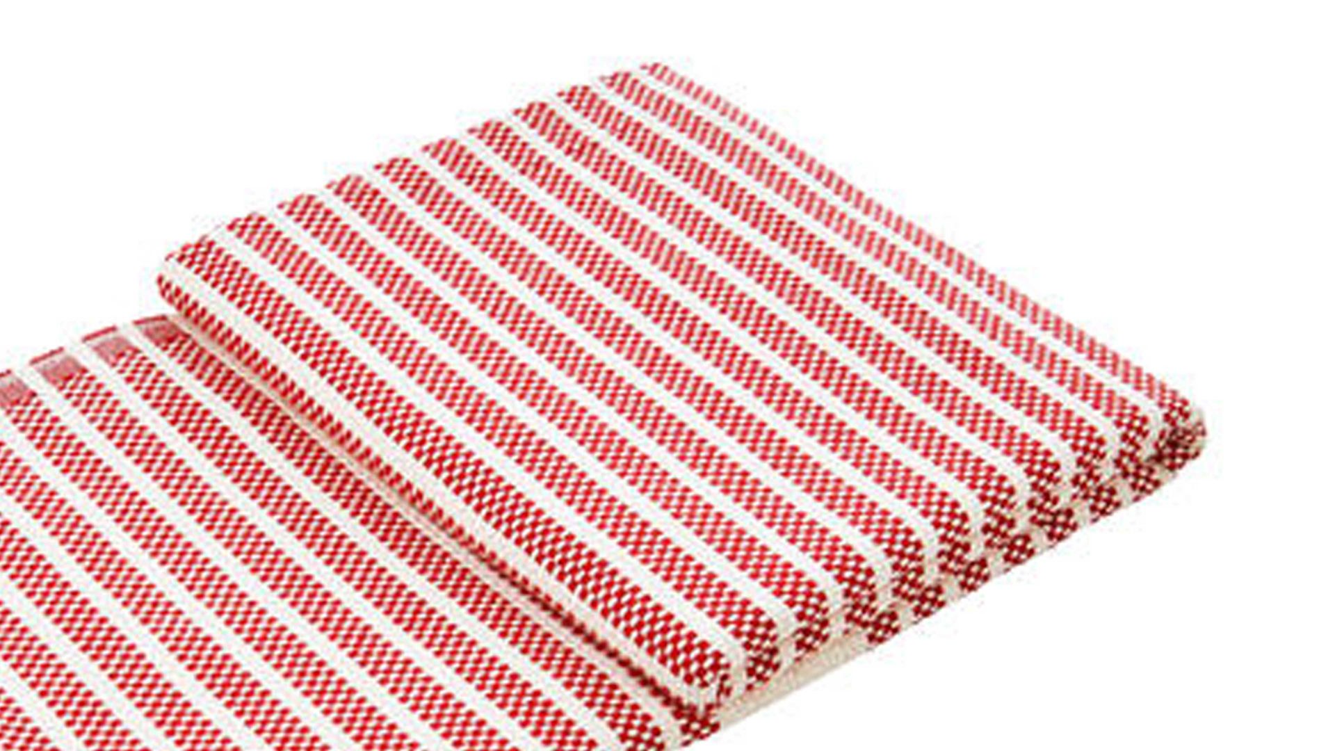 Wohndecke Done.® aus Naturfaser in Rot done.® Wohndecke Lounge Stripes Plus Rot & Weiß – ca. 100 x 180 cm