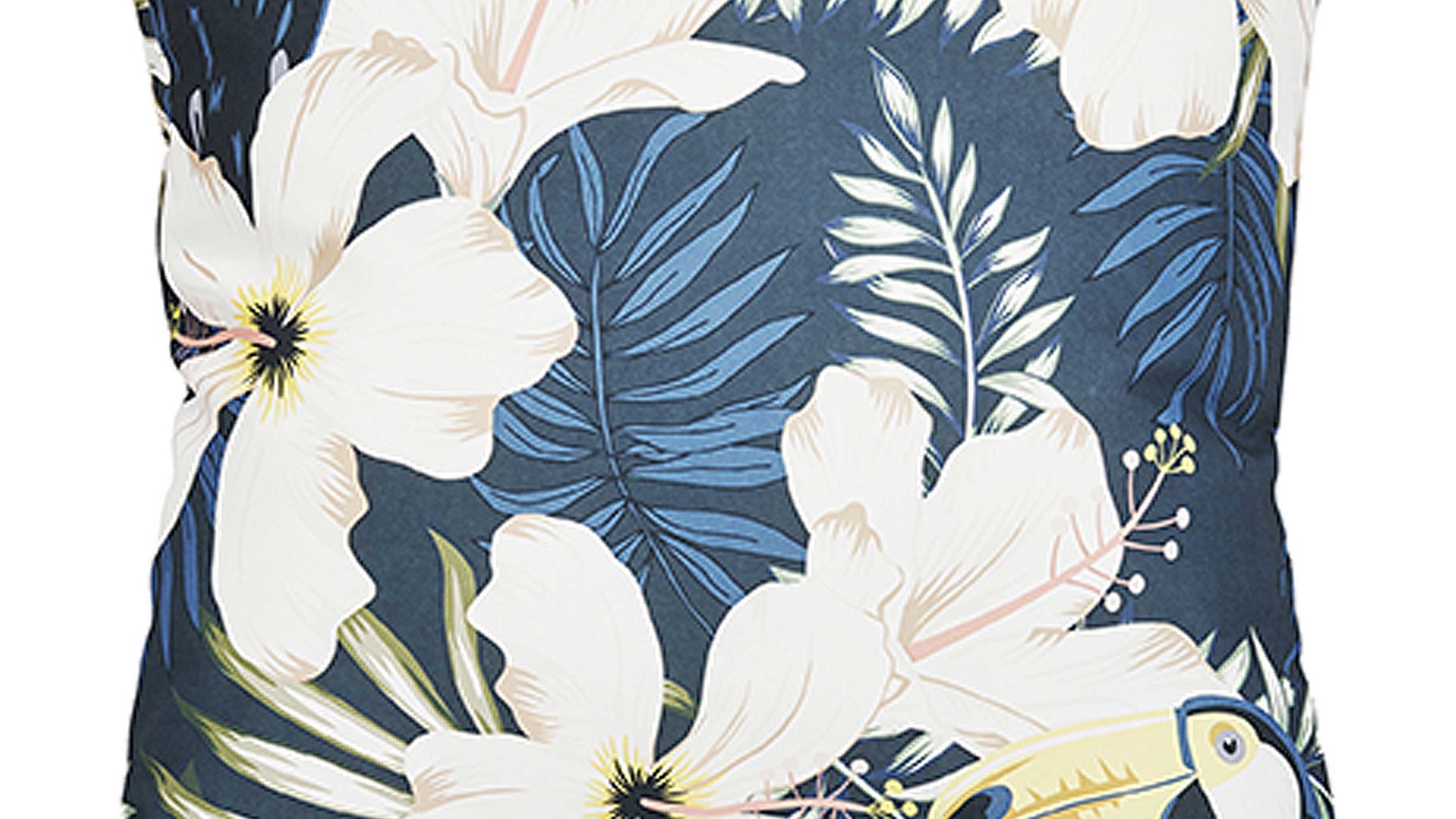 Einzelkissen Done.® aus Kunstfaser in Blau done.® Kissen Cushion Outside Tukan Dessin Tukan – ca. 65 x 65 cm