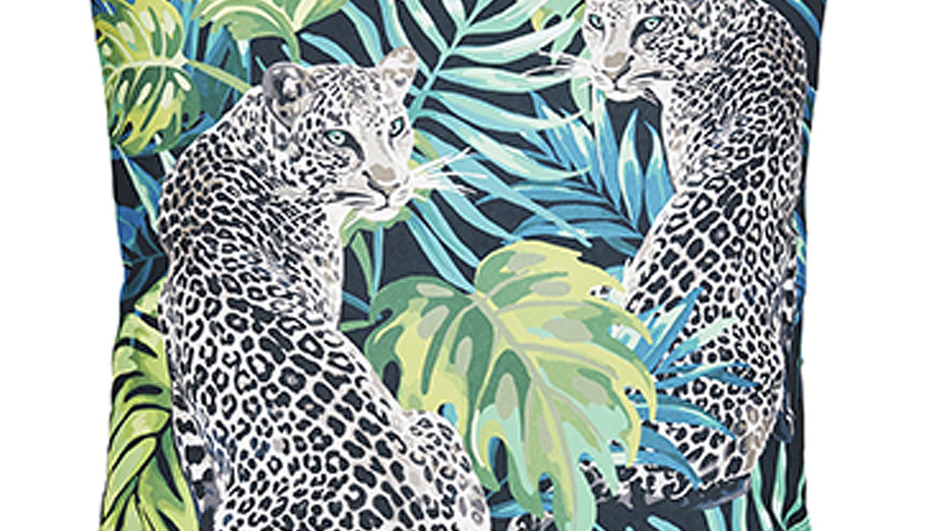 Einzelkissen Done.® aus Kunstfaser in Schwarz done.® Kissen Cushion Outside Leopard Dessin Leopard – ca. 65 x 65 cm