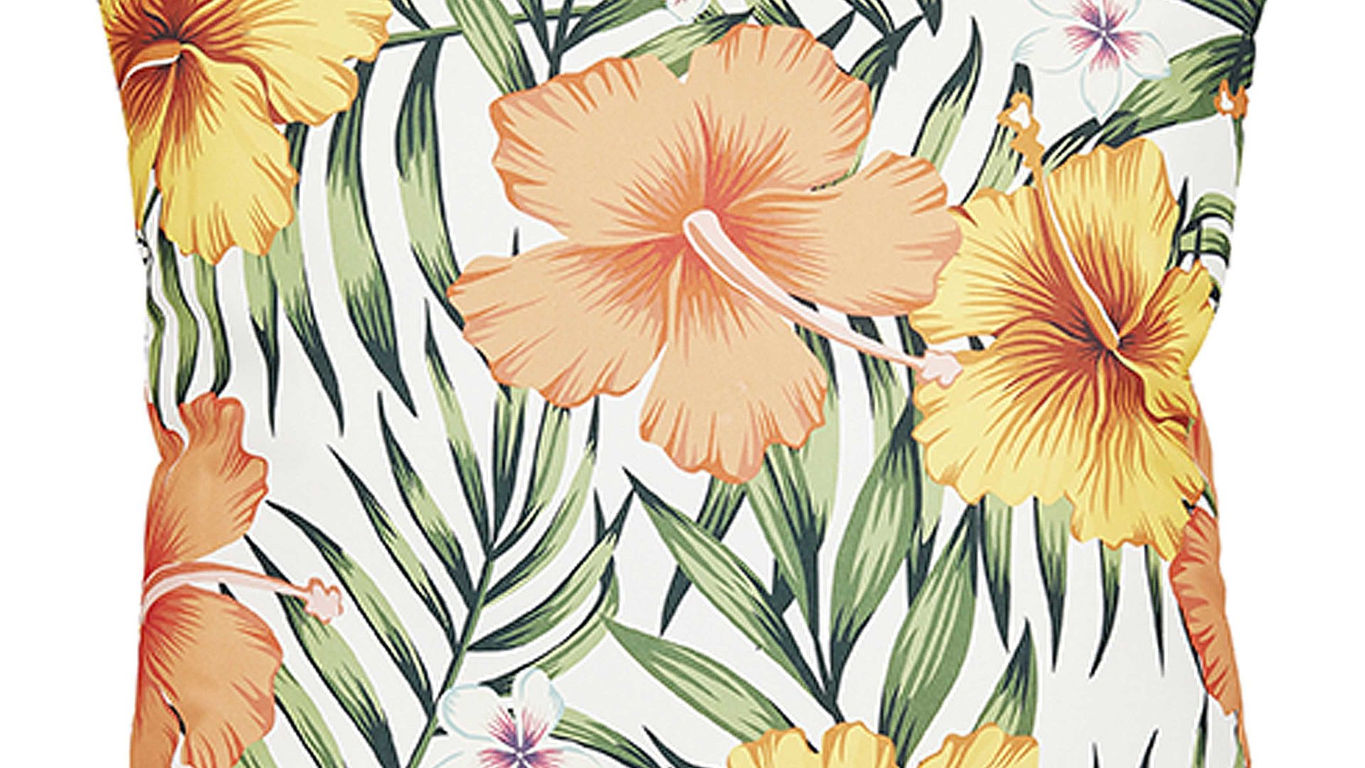 Einzelkissen Done.® aus Kunstfaser in Orange done.® Kissen Cushion Outside Rose Mallow Dessin Hibiscus – ca. 65 x 65 cm