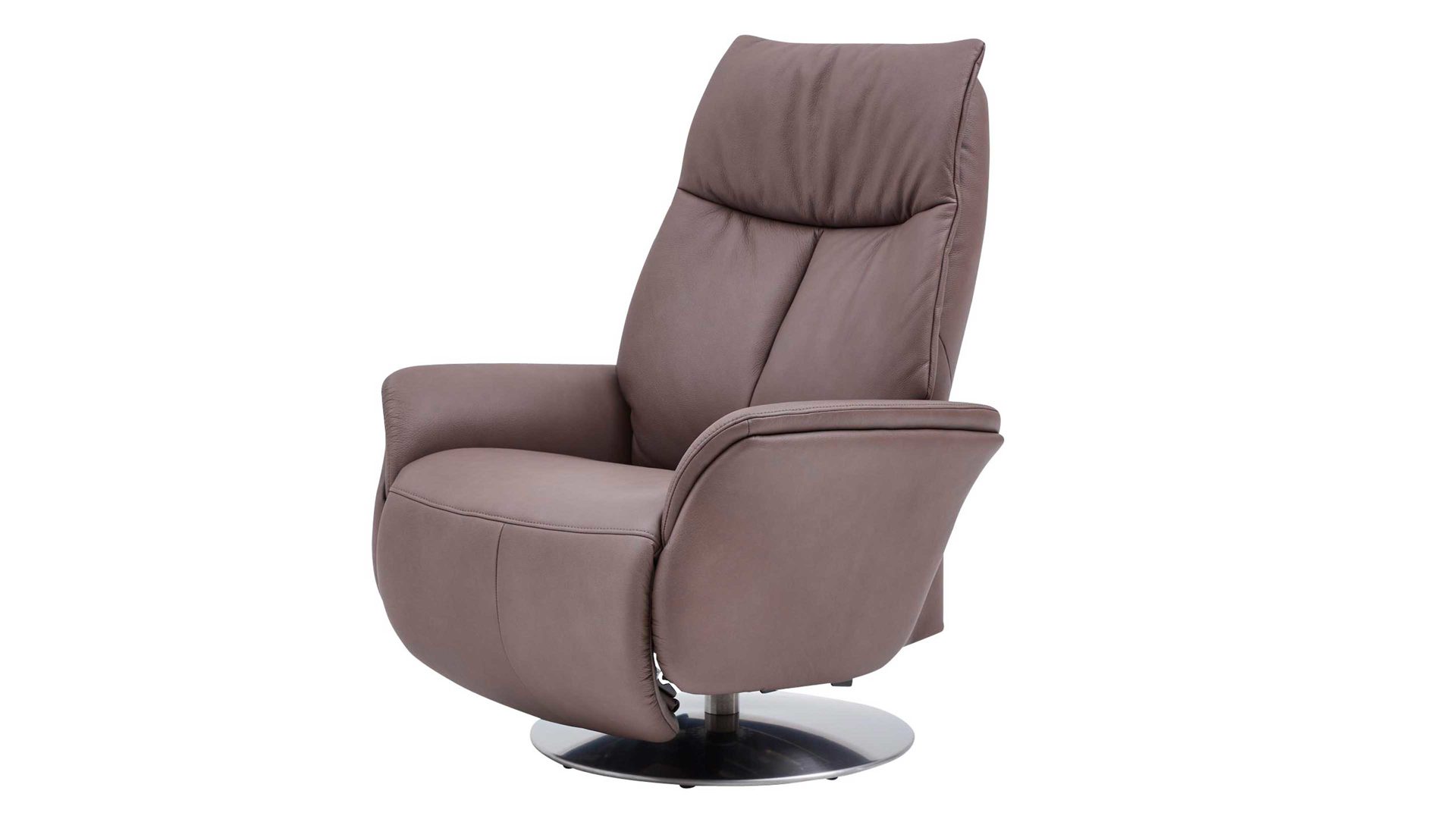 Relaxsessel Interliving aus Leder in Braun Interliving Sessel Serie 4550 - Sessel zwei Motoren & Aufstehhilfe - kokosfarbenes LongLife-Leder & edelstahlfarbener Tellerfuß