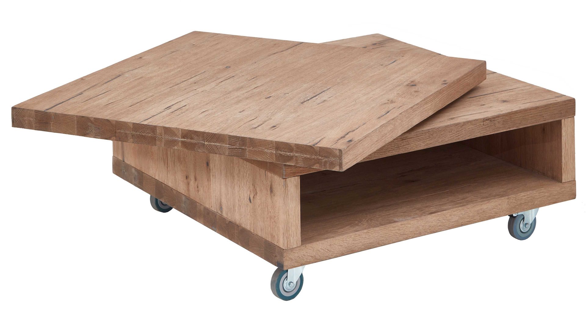 Couchtisch WOODS & TRENDS aus Holz in Holzfarben WOODS & TRENDS Couchtisch Canova railwaybraunes Eichefurnier & Metall – ca.  80 x 80 cm