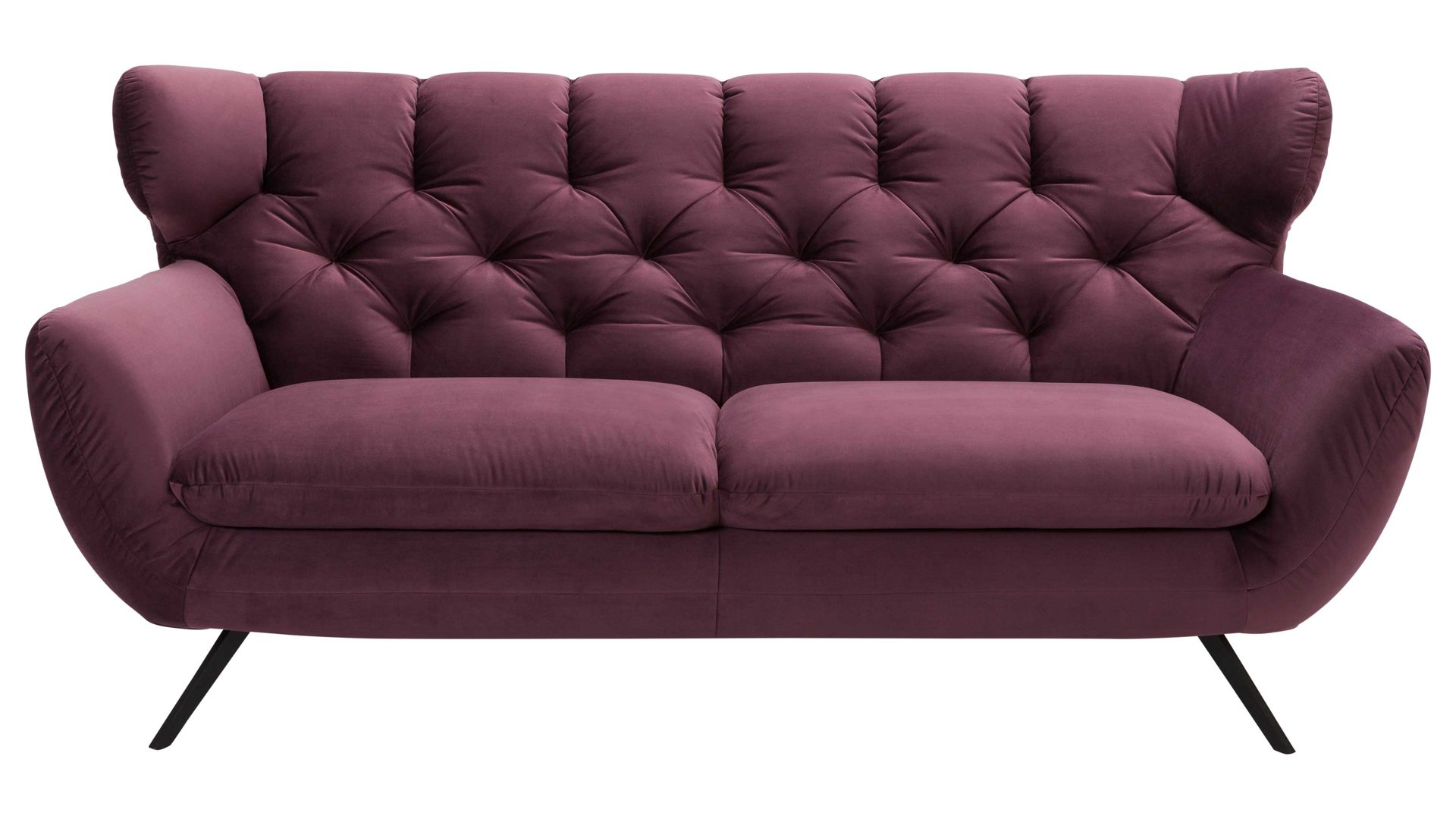 2,5-Sitzer SOFAkultur aus Stoff in Lila SOFAkultur Programm SK 254 Sixty 2.0 - 2,5-Sitzer purplefarbener Bezug Velvet & mattschwarze Füße – Länge ca. 200 cm