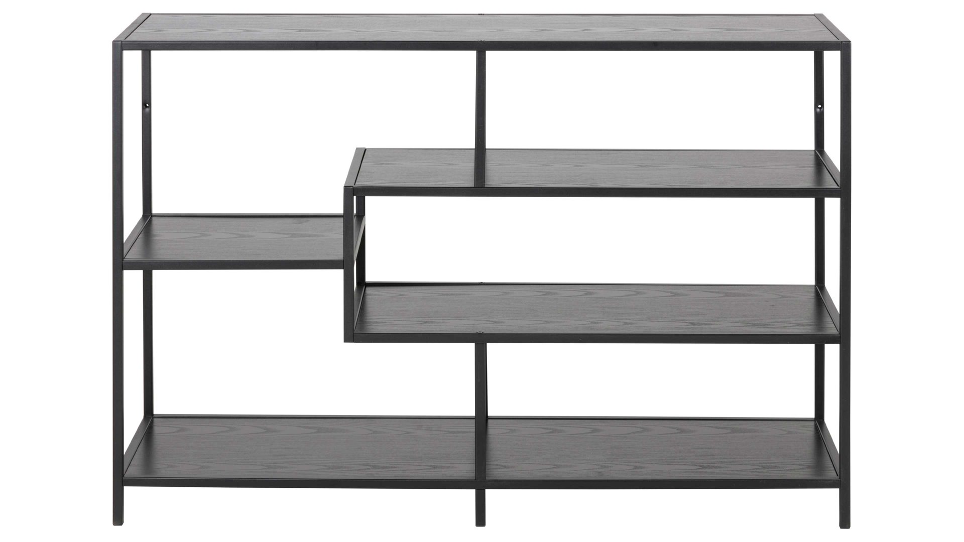 Regal Actona group aus Holz in Schwarz Regal Seaford im Industrielook als Wohnzimmermöbel schwarze Esche - ca. 114 x 78 cm